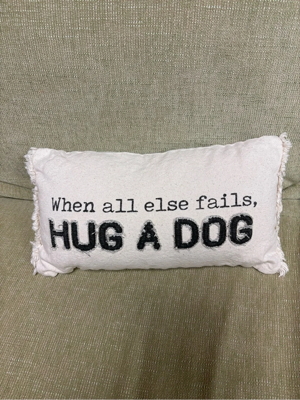 Hug A Dog Embroidered Decorative Pillow - White Black Home Decor